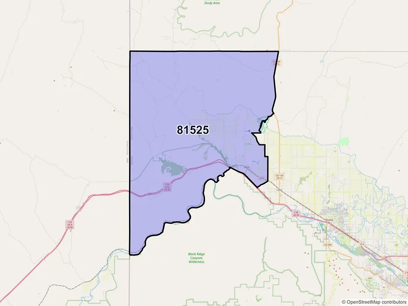 Map of Mack, Colorado and ZIP codes