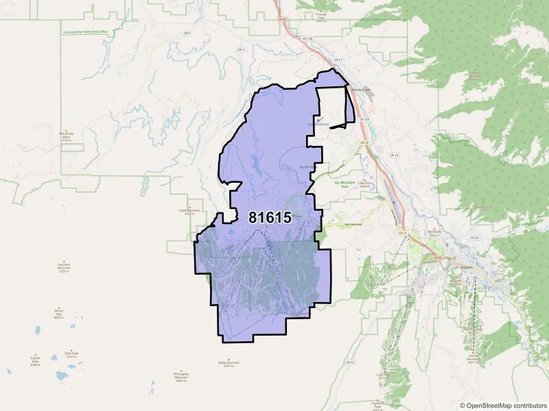 Map of Snowmass Village, Colorado and ZIP codes