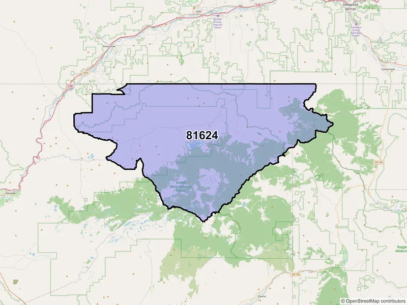 Map of ZIP Code 81624 — Collbran, CO