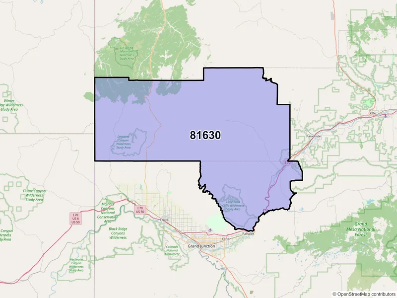 Map of De Beque, Colorado and ZIP codes