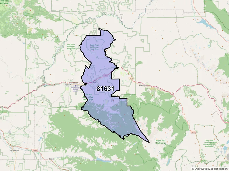 Map of Eagle, Colorado and ZIP codes