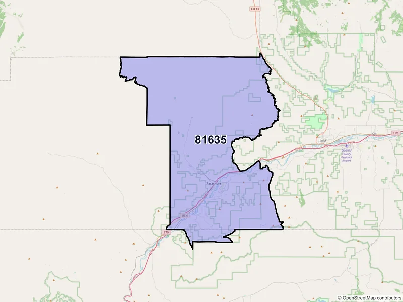 Map of ZIP Code 81635 — Parachute, CO