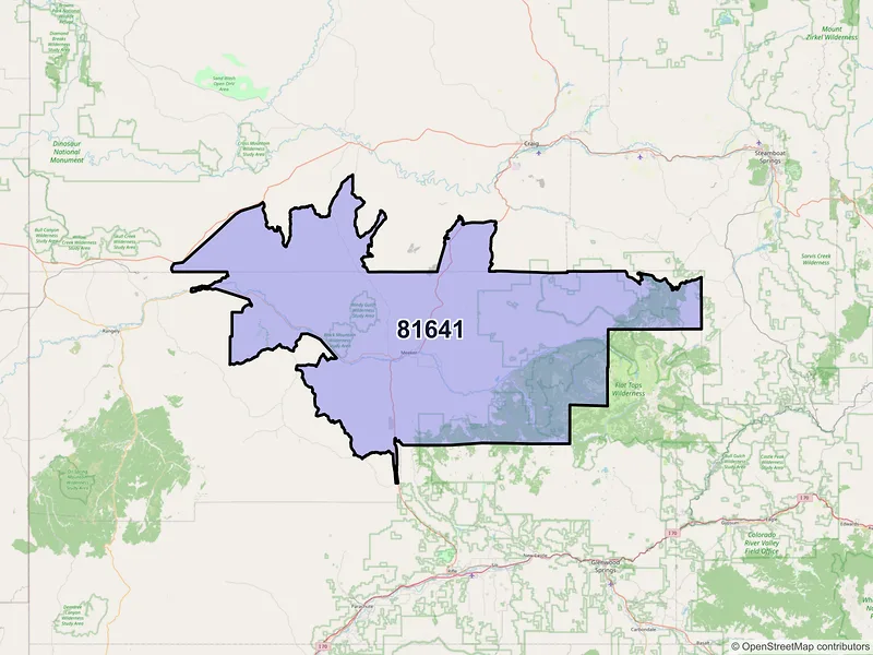 Map of Meeker, Colorado and ZIP codes