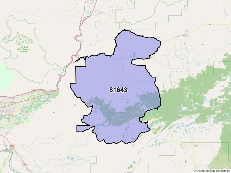 Map of Mesa, Colorado and ZIP codes