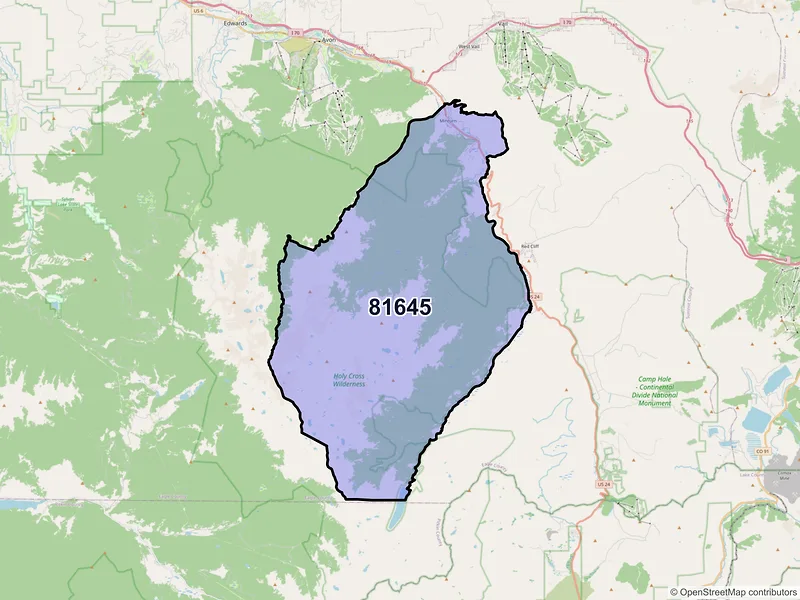 Map of Minturn, Colorado and ZIP codes