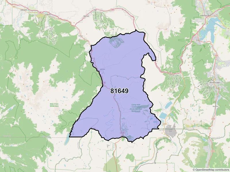 Map of Red Cliff, Colorado and ZIP codes