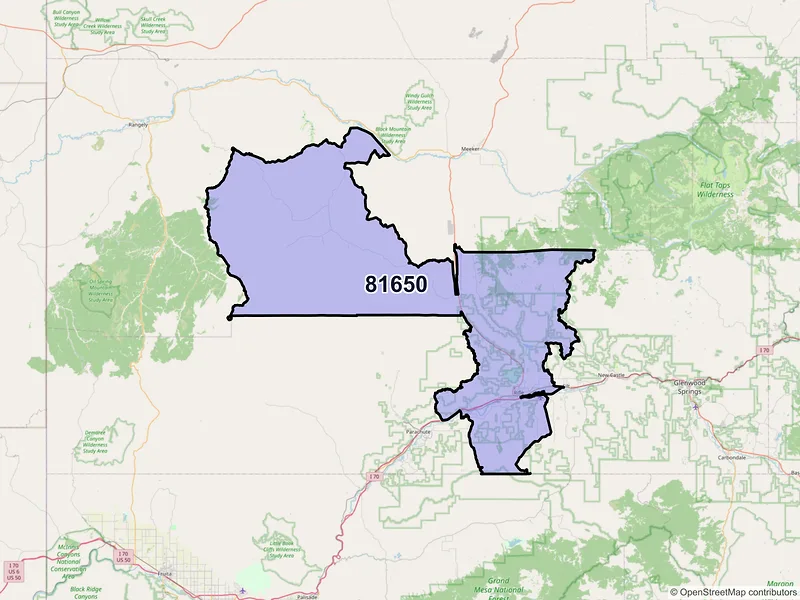 Map of ZIP Code 81650 — Rifle, CO