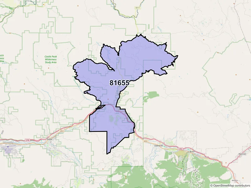 Map of Wolcott, Colorado and ZIP codes