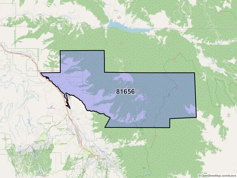 Map of Woody Creek, Colorado and ZIP codes