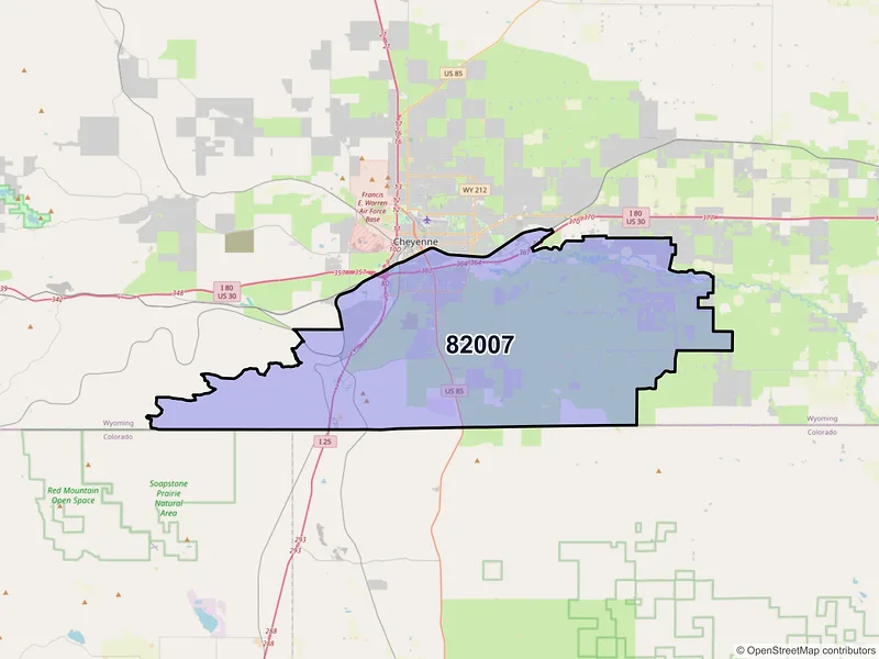 Map of ZIP Code 82007 — Cheyenne, WY