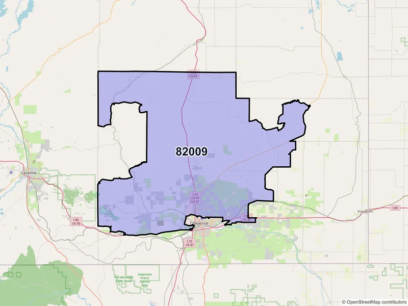Map of ZIP Code 82009 — Cheyenne, WY