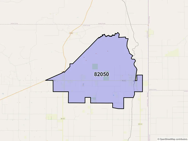 Map of ZIP Code 82050 — Albin, WY
