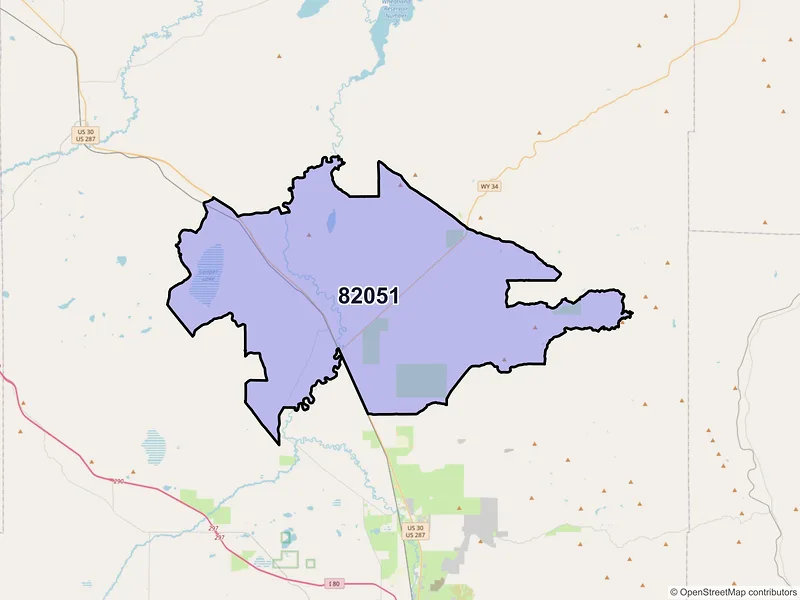 Map of Bosler, Wyoming and ZIP codes