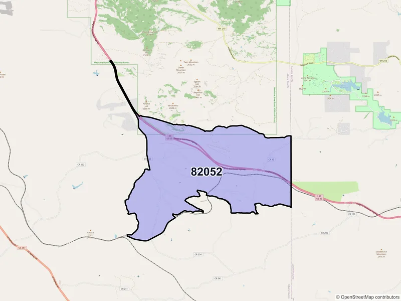 Map of ZIP Code 82052 — Buford, WY