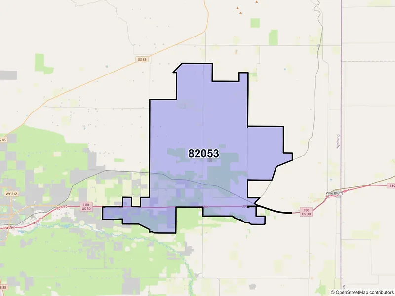 Map of ZIP Code 82053 — Burns, WY