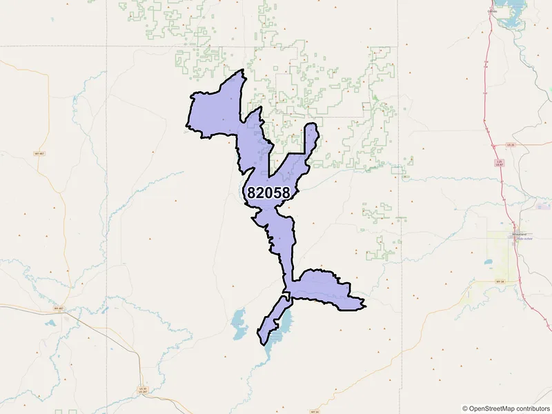 Map of ZIP Code 82058 — Garrett, WY