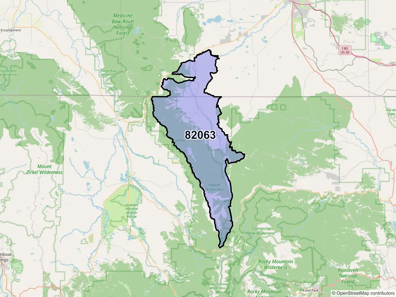 Map of Jelm, Wyoming and ZIP codes