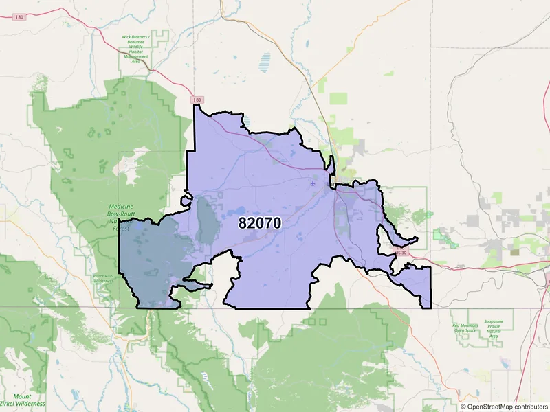 Map of ZIP Code 82070 — Laramie, WY