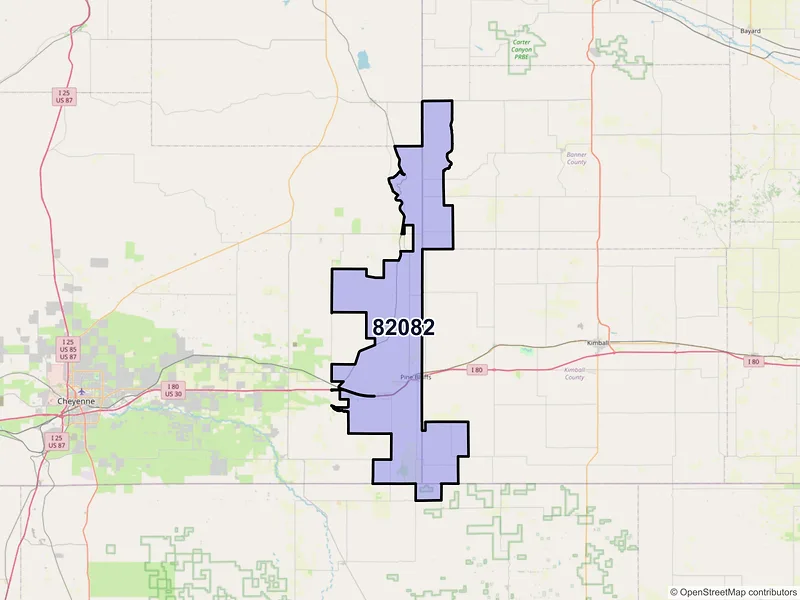 Map of ZIP Code 82082 — Pine Bluffs, WY