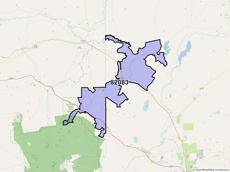 Map of ZIP Code 82083 — Rock River, WY