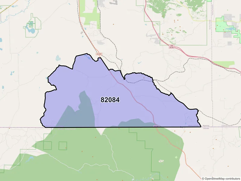 Map of Tie Siding, Wyoming and ZIP codes