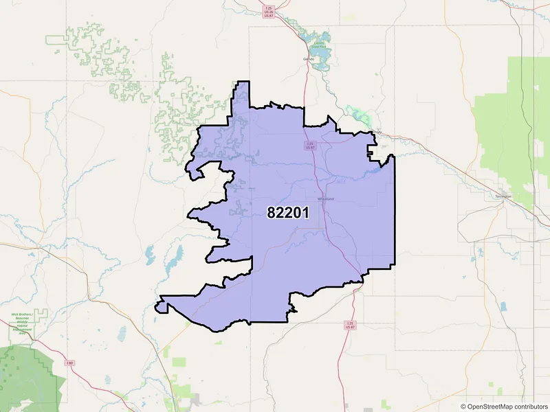 Map of ZIP Code 82201 — Wheatland, WY