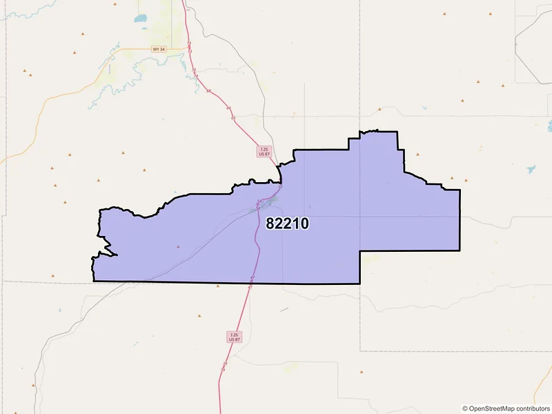 Map of ZIP Code 82210 — Chugwater, WY