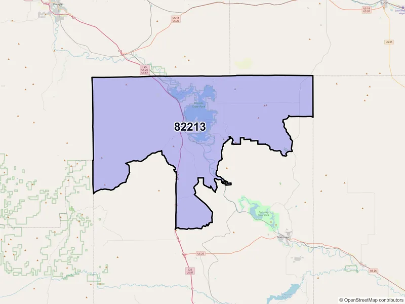 Map of ZIP Code 82213 — Glendo, WY