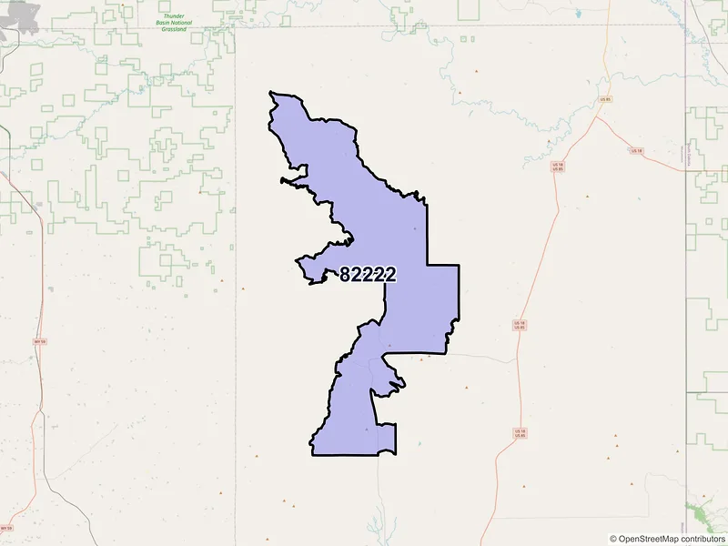 Map of ZIP Code 82222 — Lance Creek, WY