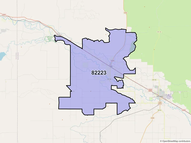 Map of ZIP Code 82223 — Lingle, WY