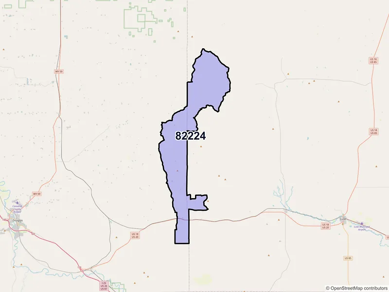 Map of ZIP Code 82224 — Lost Springs, WY