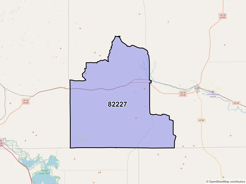 Map of Manville, Wyoming and ZIP codes