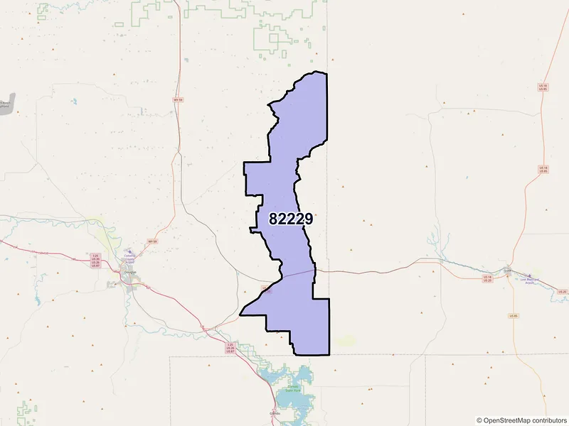 Map of ZIP Code 82229 — Shawnee, WY