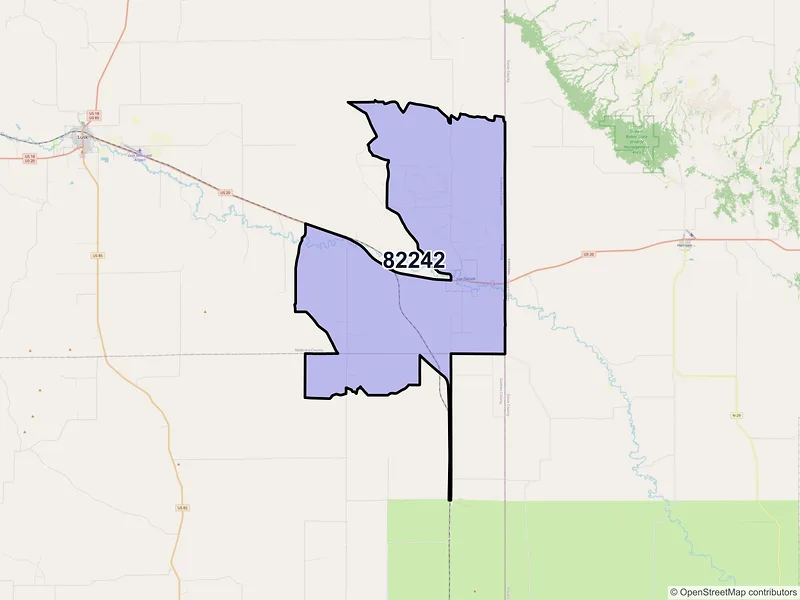 Map of ZIP Code 82242 — Van Tassell, WY