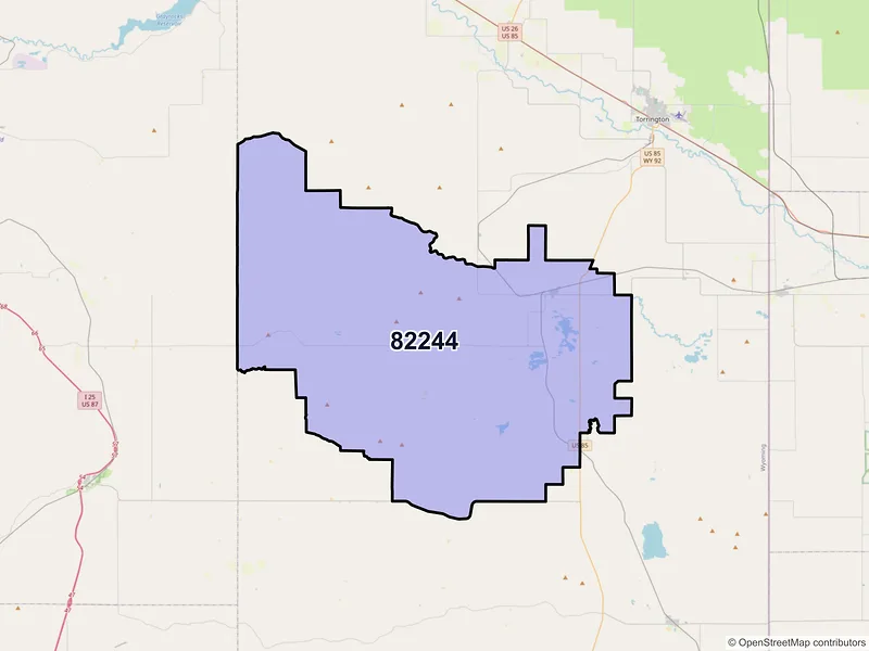 Map of Yoder, Wyoming and ZIP codes