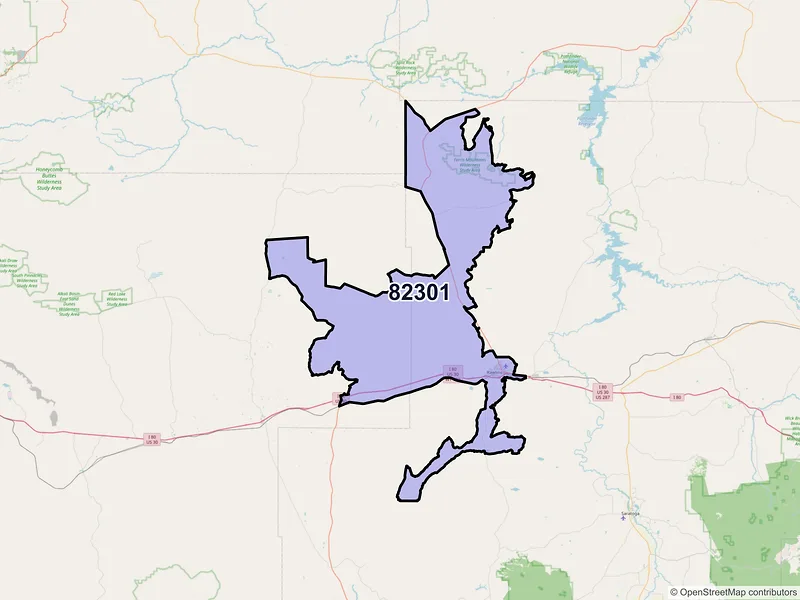 Map of ZIP Code 82301 — Rawlins, WY