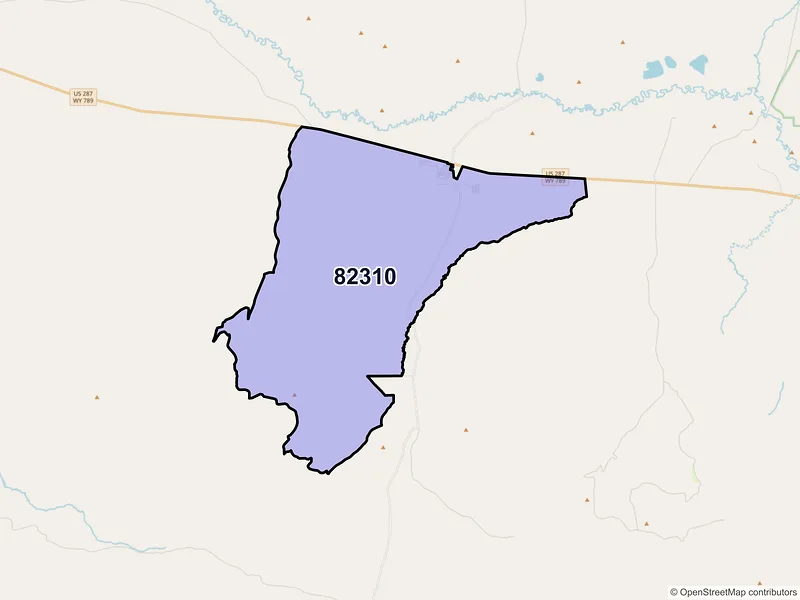 Map of Jeffrey City, Wyoming and ZIP codes