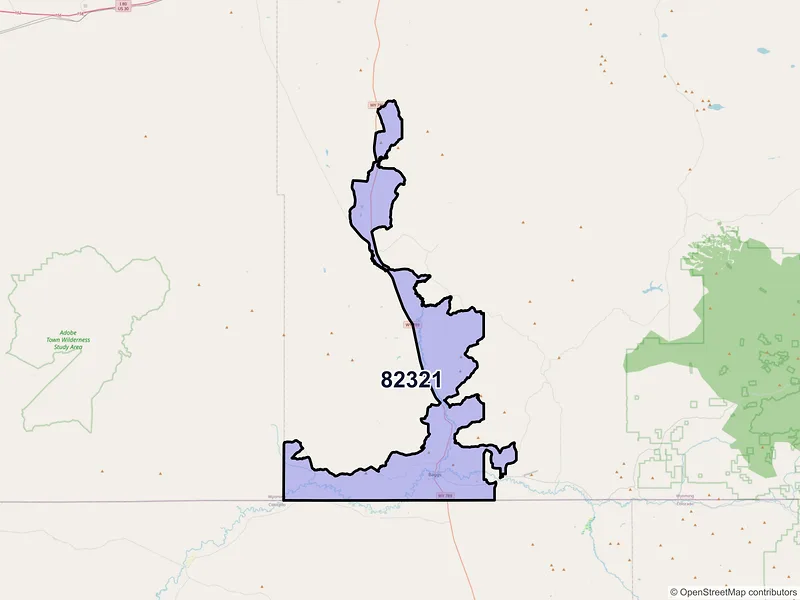 Map of ZIP Code 82321 — Baggs, WY