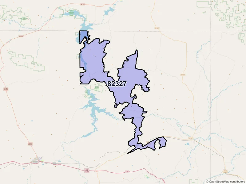 Map of Hanna, Wyoming and ZIP codes