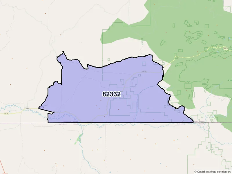 Map of ZIP Code 82332 — Savery, WY