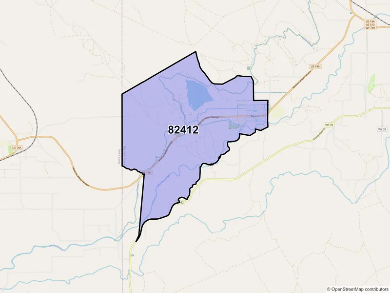 Map of Byron, Wyoming and ZIP codes