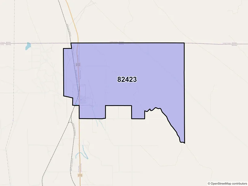 Map of Frannie, Wyoming and ZIP codes