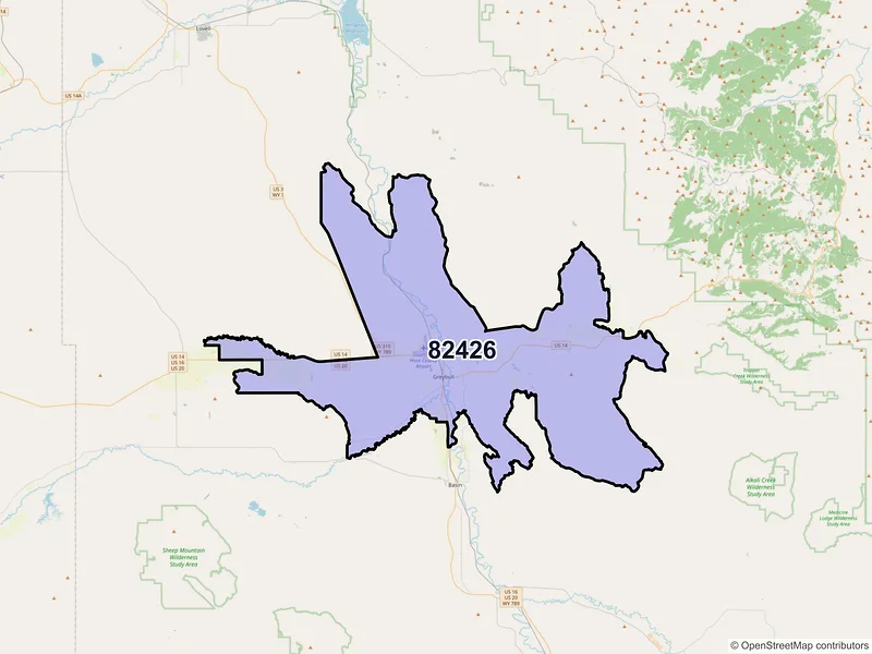 Map of ZIP Code 82426 — Greybull, WY