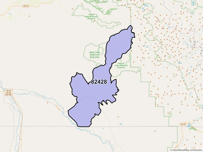 Map of ZIP Code 82428 — Hyattville, WY