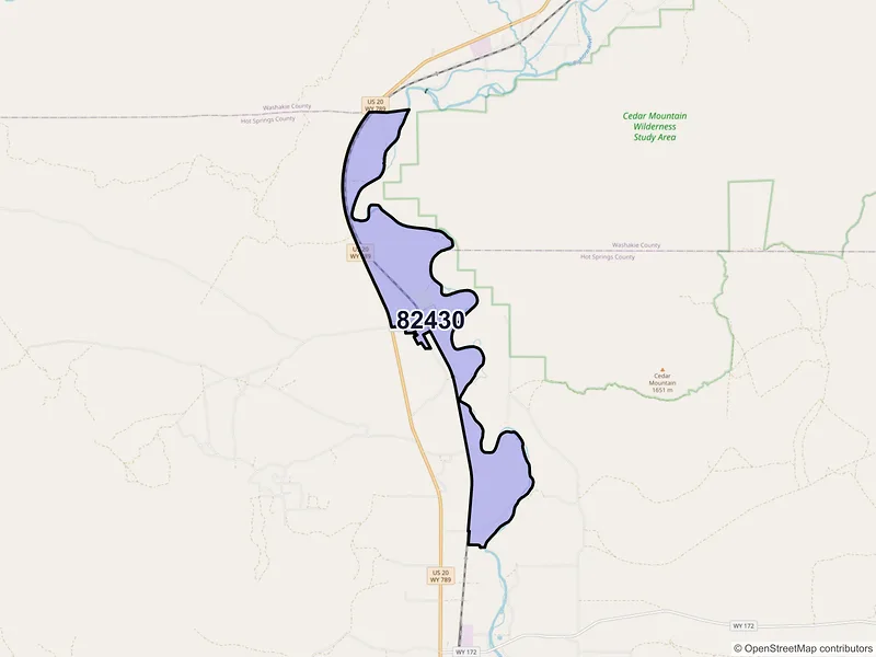 Map of ZIP Code 82430 — Kirby, WY