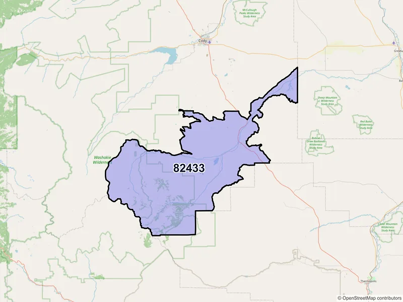 Map of ZIP Code 82433 — Meeteetse, WY