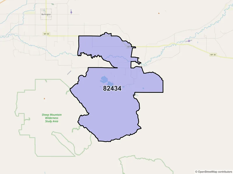 Map of ZIP Code 82434 — Otto, WY