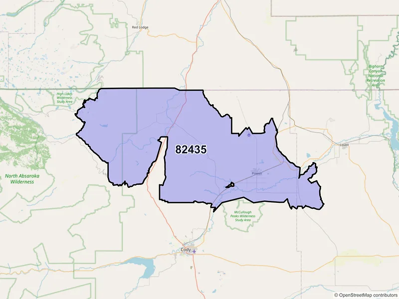 Map of ZIP Code 82435 — Powell, WY