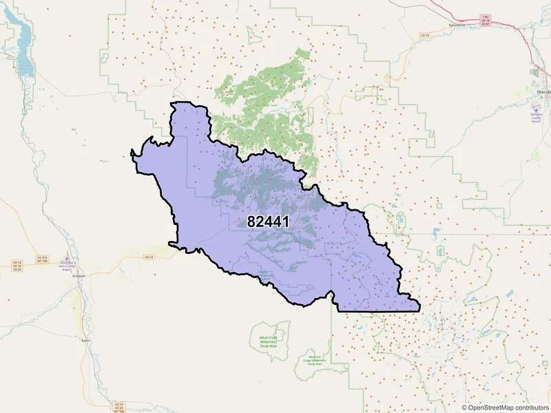Map of ZIP Code 82441 — Shell, WY