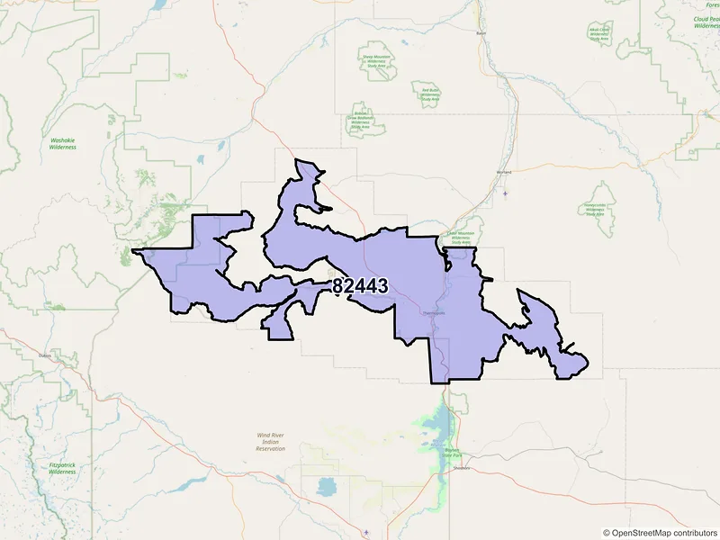 Map of ZIP Code 82443 — Thermopolis, WY